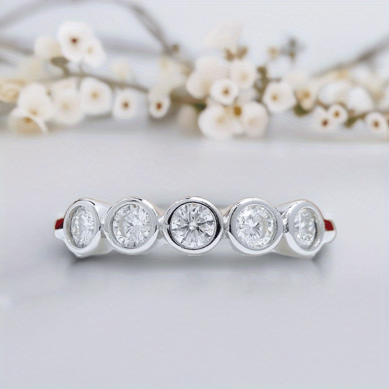 Unique 0.5 Carat Moissanite Bubble Ring in 925 Silver, Gift Idea